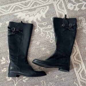 ECCO tall leather boots black 38 women buckle